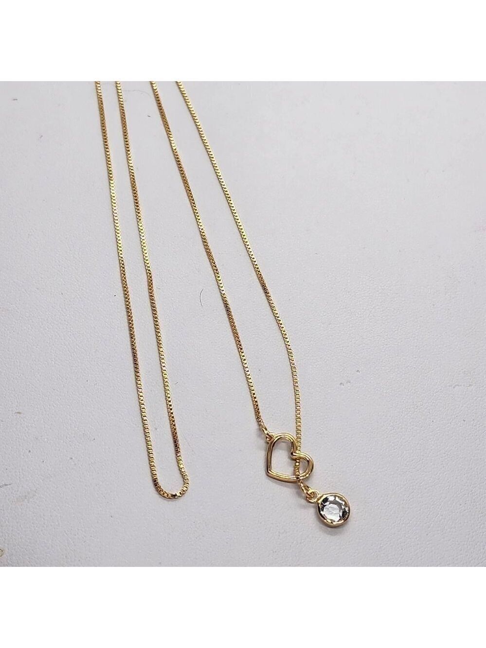 Brand New Brazilian 18k Gold Filled Heart with Gem Adjustable Necklace